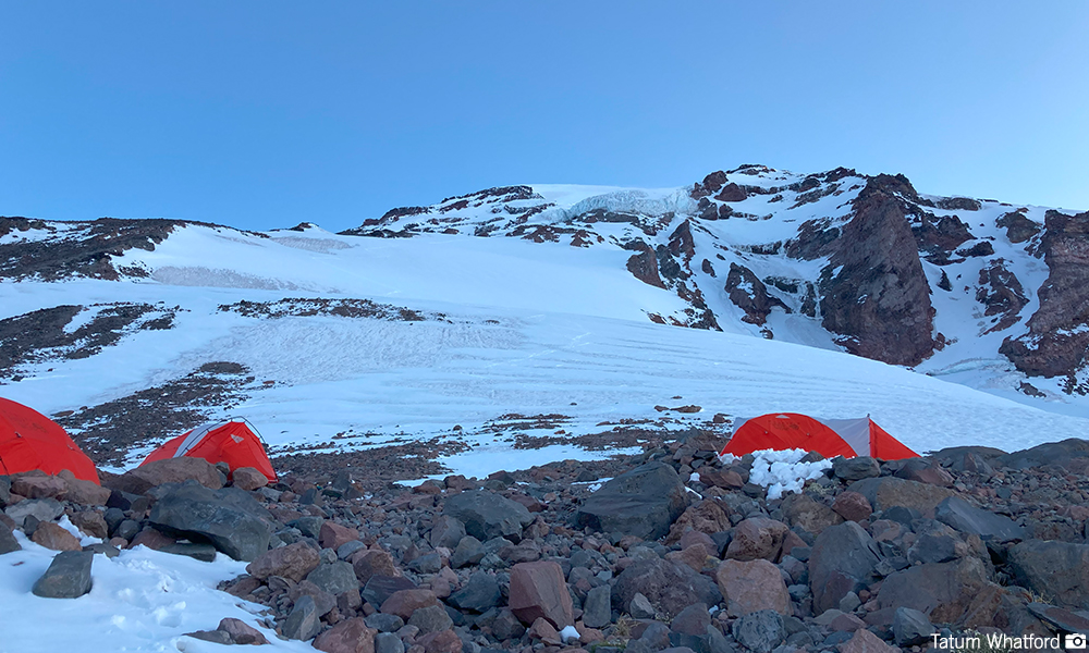 Camp on the Kautz Glacier route.